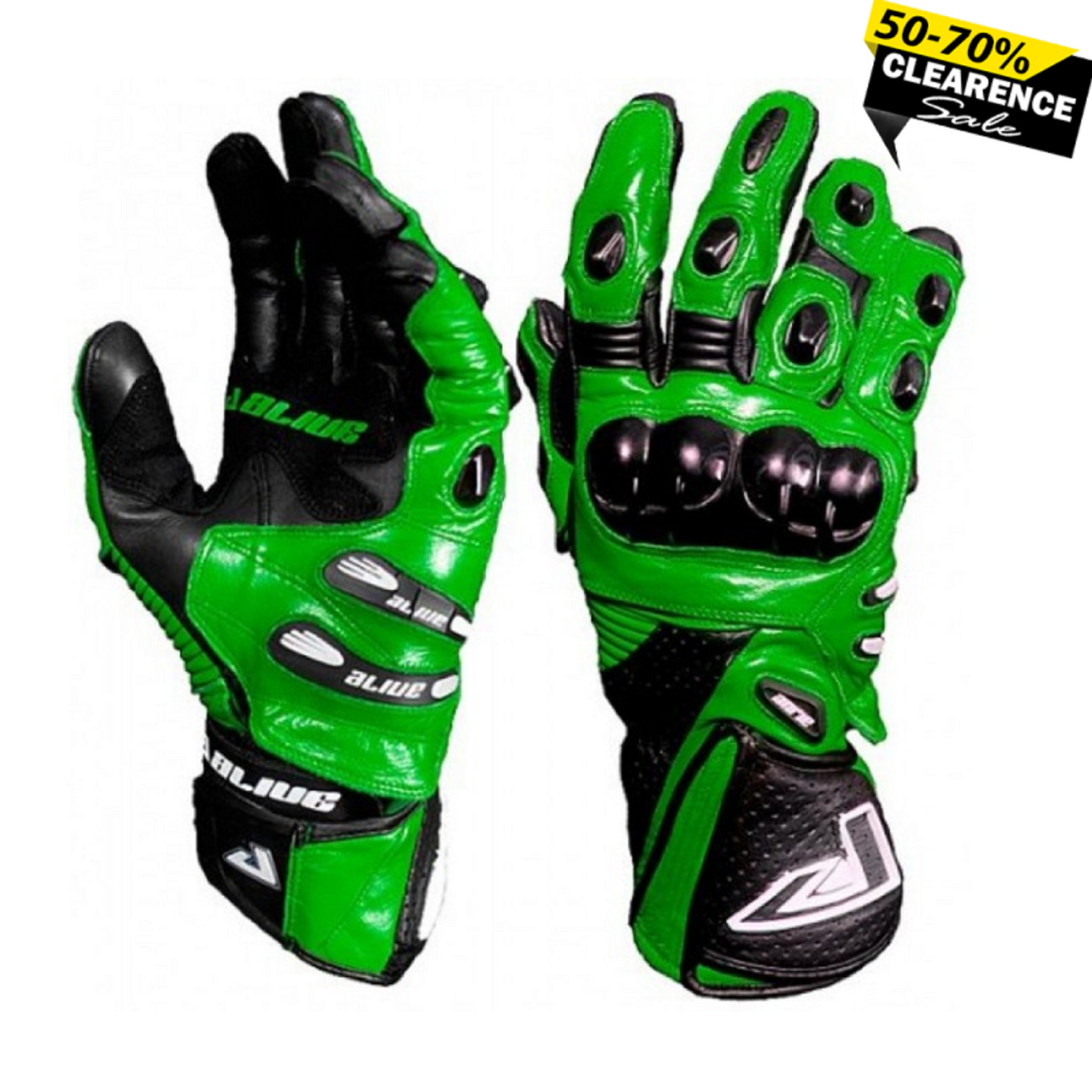 Alive Speed Gear Men’s Motorcycle Gloves – Green Waterproof Winter Riding Gloves with Knuckle Protection & Touchscreen Panel