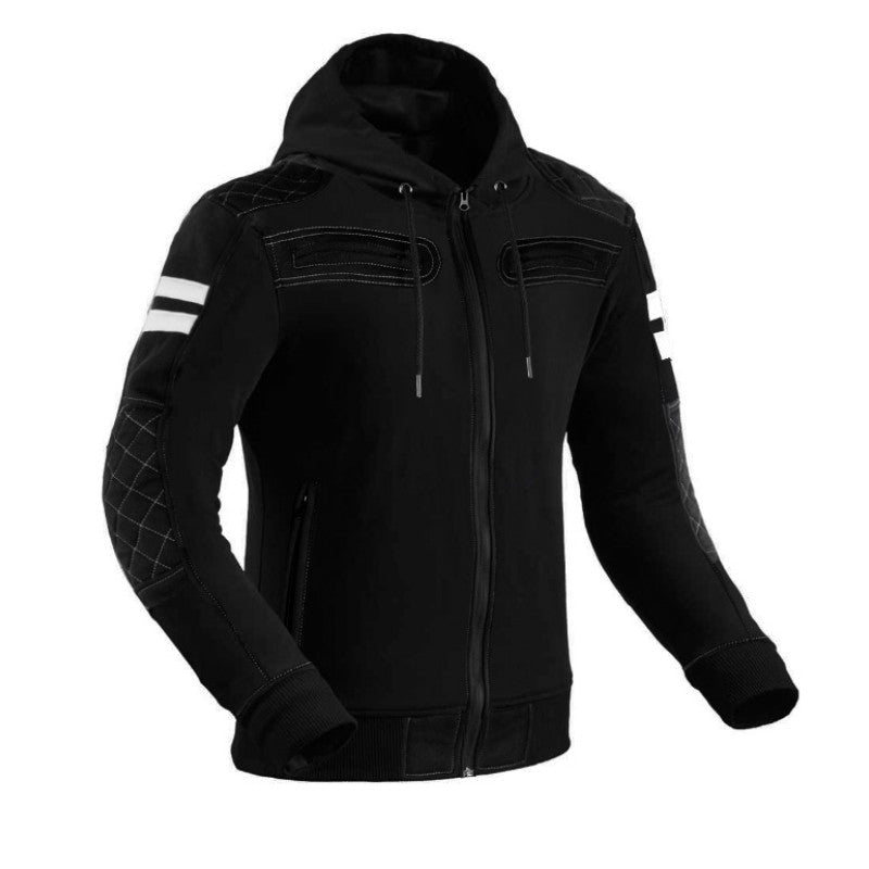 Premium Rival Black Waterproof Motorcycle Hoodie – CE Certified 17092:2020, Kevlar Lined, Armored Rider Jacket