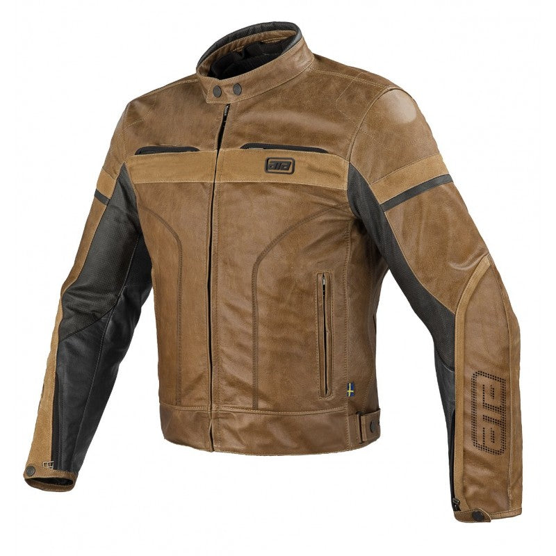 Alive Legacy Motorcycle Leather Jacket – CE Level-2 Armored, Vintage Cowhide, Black & Brown