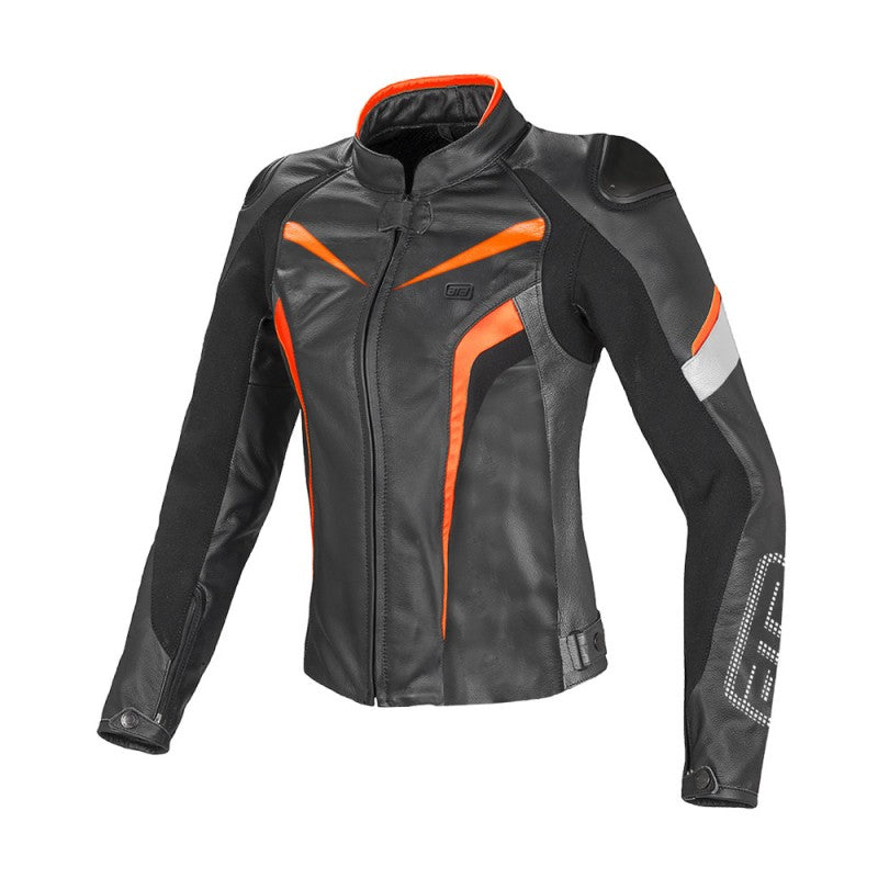 Lady Orange Prospect Motorcycle Leather Jacket – Women’s CE Level-2 Armored, Sport Fit, Premium Cowhide