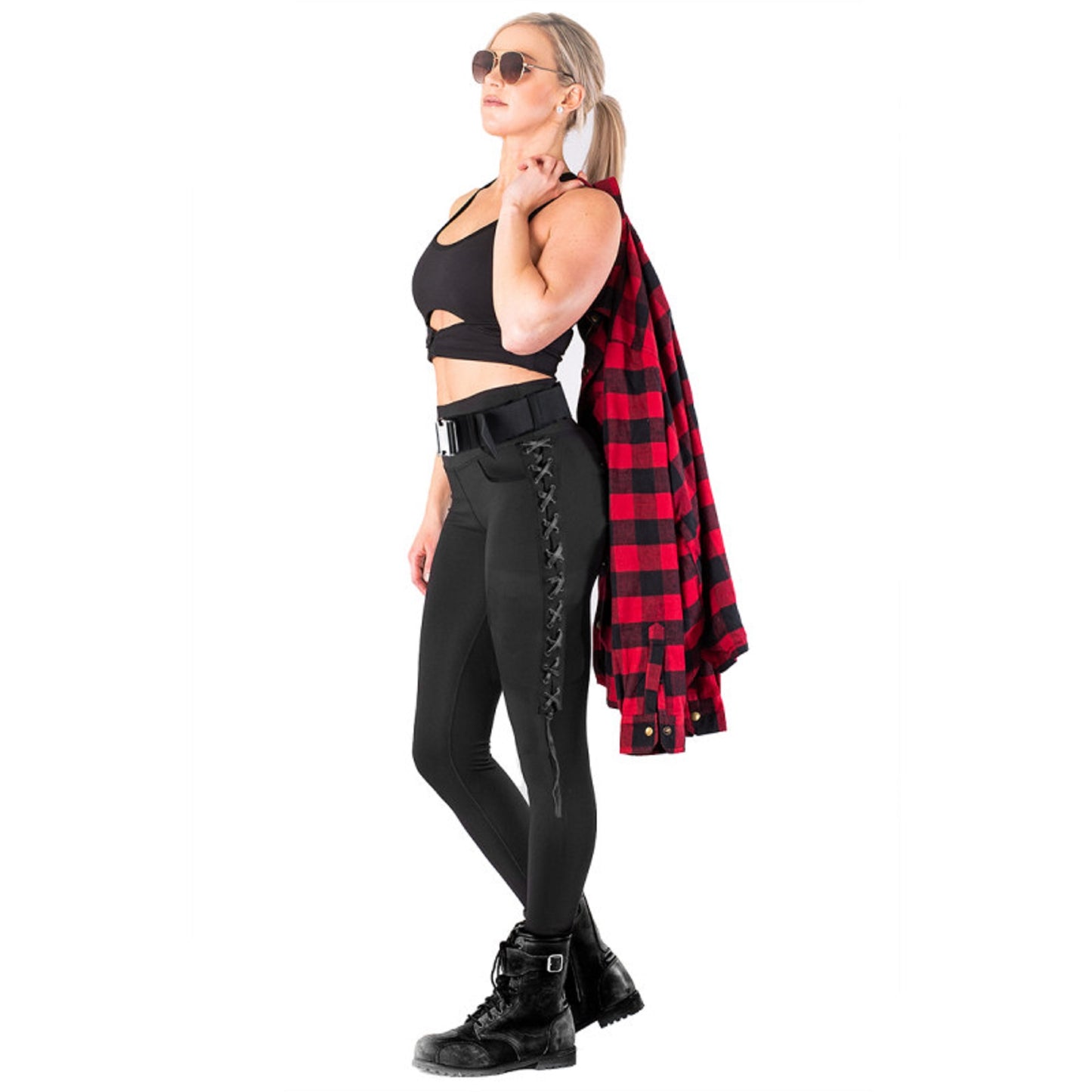 Lace Up Retro Kevlar leggings – High-Waisted, 4-Way Stretch, Breathable & Antimicrobial Performance Tight