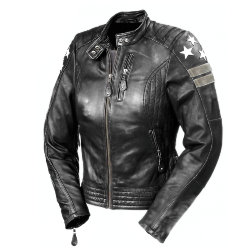 PREMIUM LIONESS LADY BLACK MOTORCYCLE LEATHER JACKET