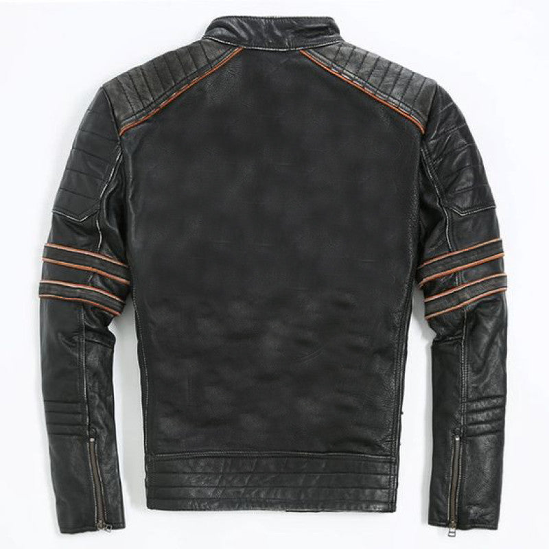 Windfree Custom Motorcycle Leather Jacket – CE Level-2 Armored, Kevlar Reinforced, Rub-Off Cowhide