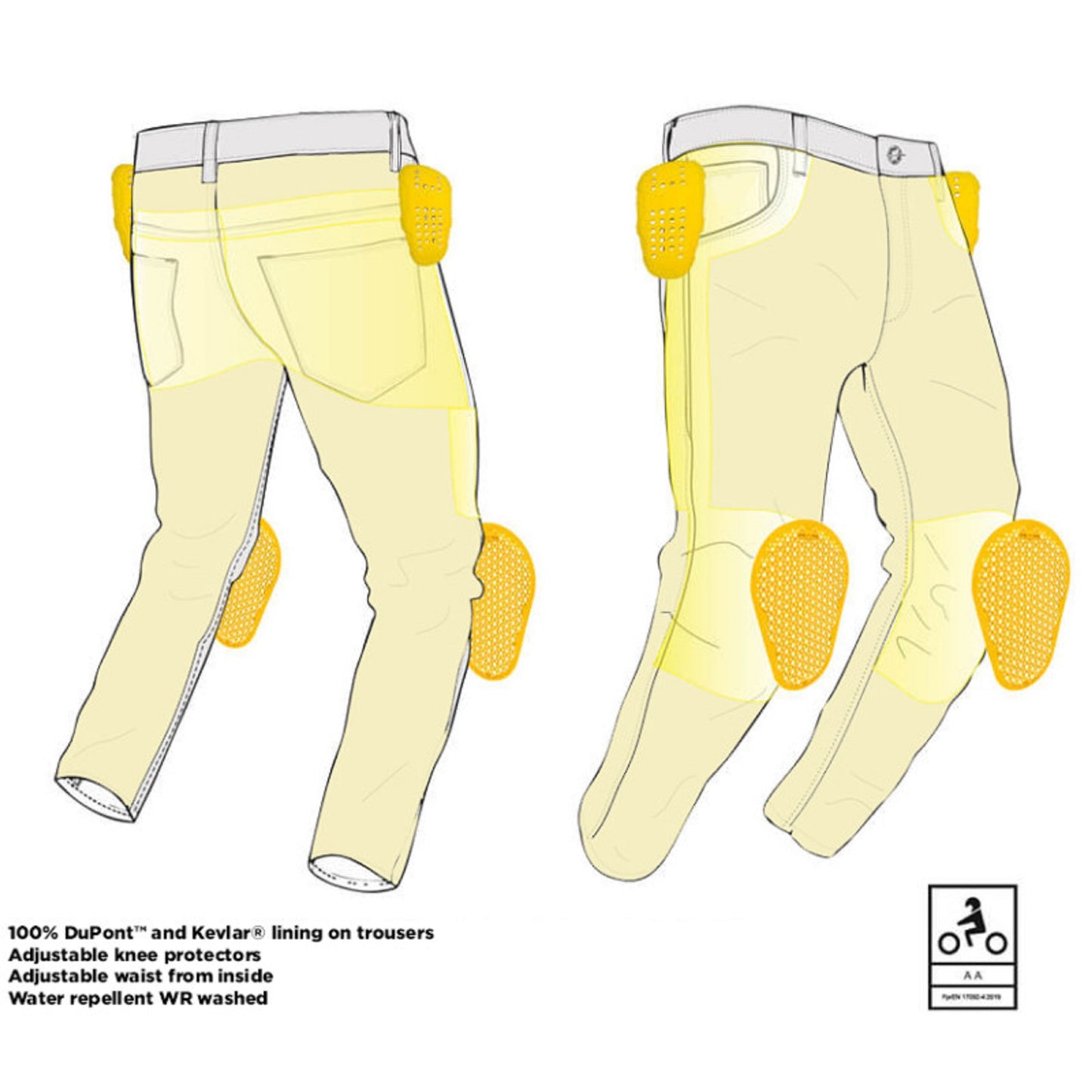 Women's Motorcycle Jeans – Lady cargo GT-Rider waterproof "Dirty Blue" | CE 17092 Certified Protective Riding Denim with Kevlar & Armor Pockets