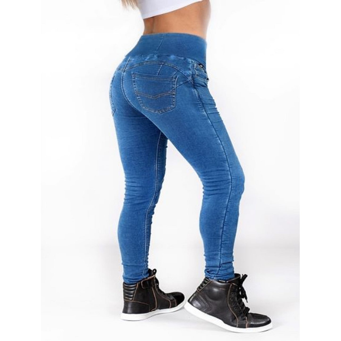 Lady motorcycle Denim Leggings Original blue – High-Waisted, 4-Way Stretch, Breathable & Antimicrobial Performance Tight