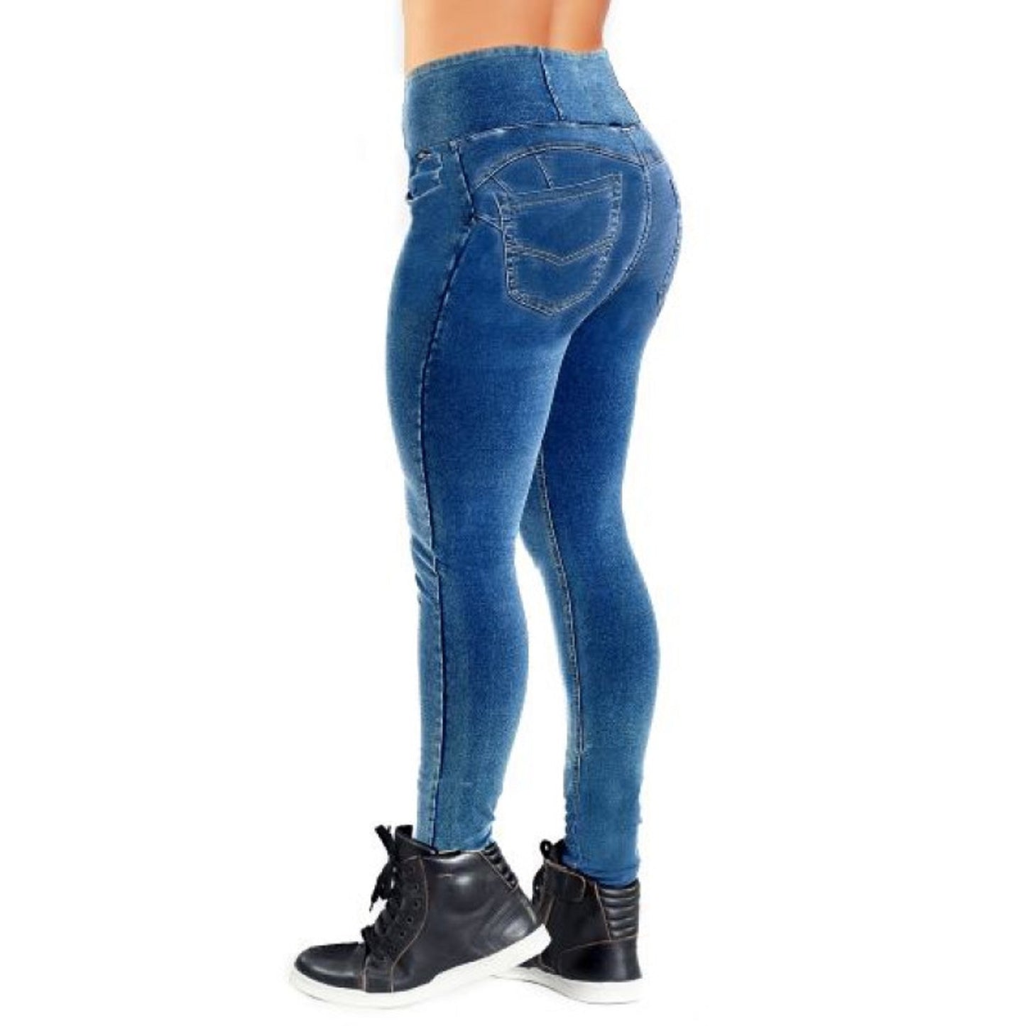 Lady motorcycle Denim Leggings Original blue – High-Waisted, 4-Way Stretch, Breathable & Antimicrobial Performance Tight