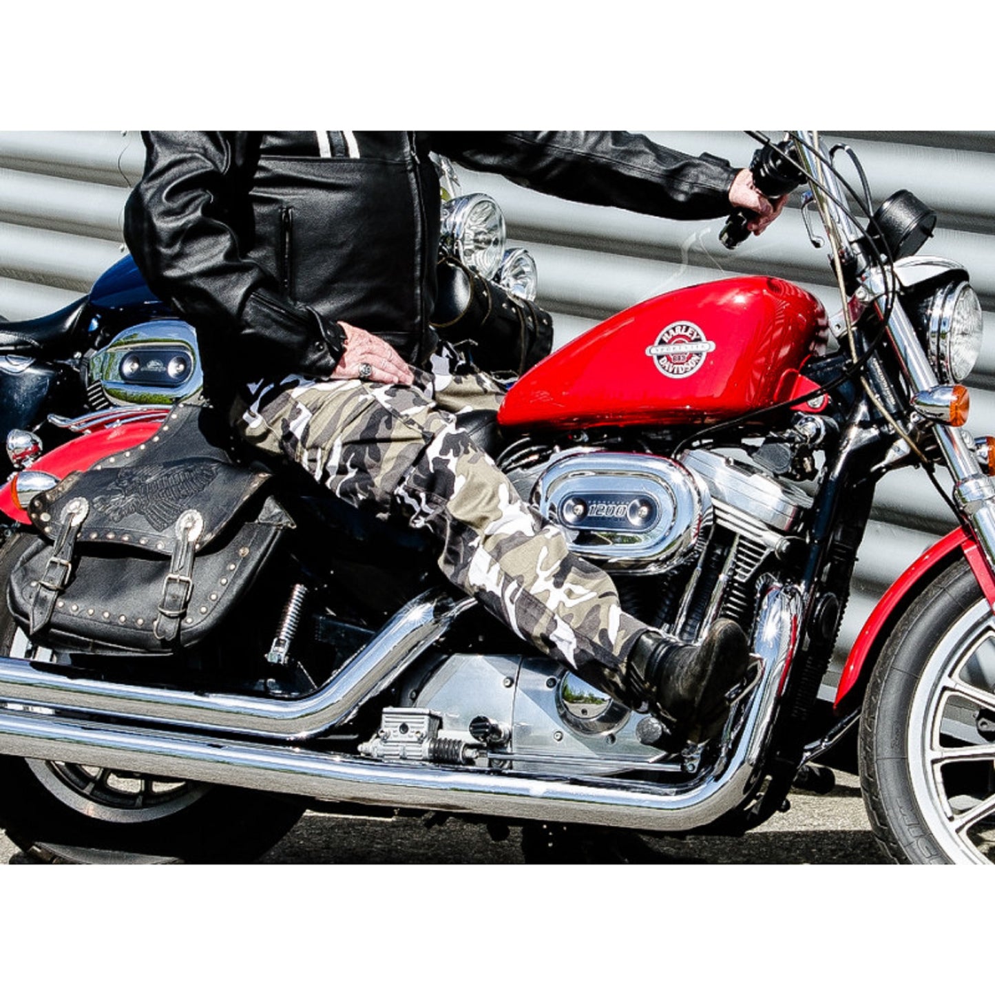 Men's Motorcycle Jeans – Camo Gray Side Pocket Ranger | CE 17092 Certified Protective Riding Denim with Kevlar & Armor Pockets