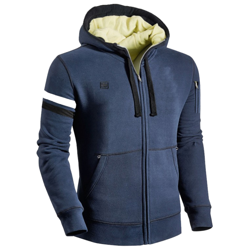 Premium Navy Blue Waterproof Motorcycle Hoodie with CE Level-2 Armor & DuPont™ Kevlar® Lining(CE 17092)