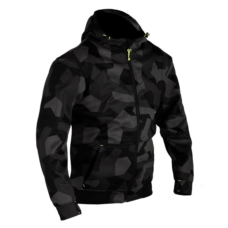 Camo Grey Waterproof Motorcycle Hoodie – MC Premium, CE Certified, Kevlar Reinforced