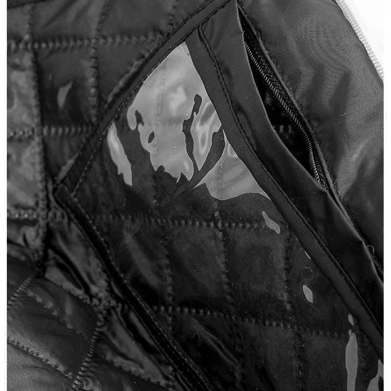 "JetWear Aurora Women's Snowmobile Suit – All-Weather One-Piece with Black Design and Bold Pink Accents for Winter Riding"