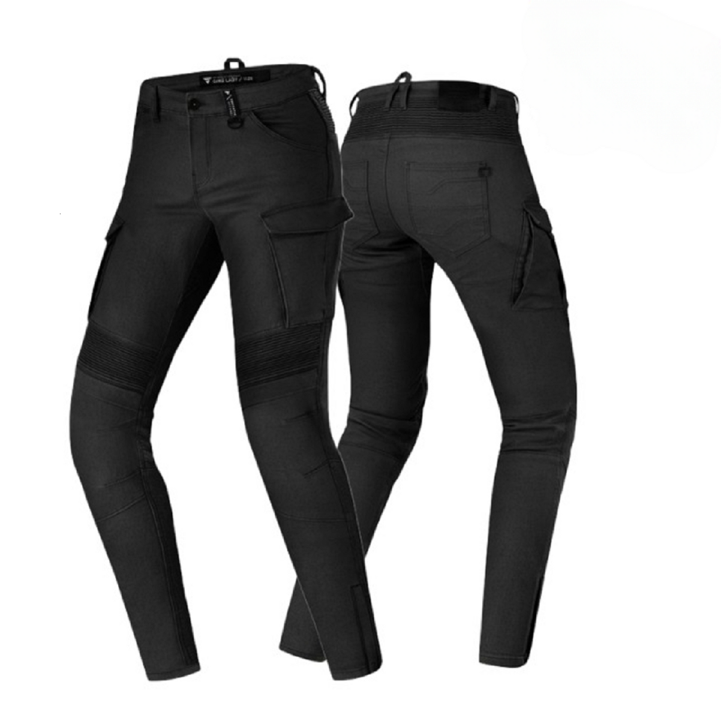 Women's Motorcycle Jeans – Lady Cargo Jean pant "Kevlar Black" | CE 17092 Certified Protective Riding Denim with Kevlar & Armor Pockets