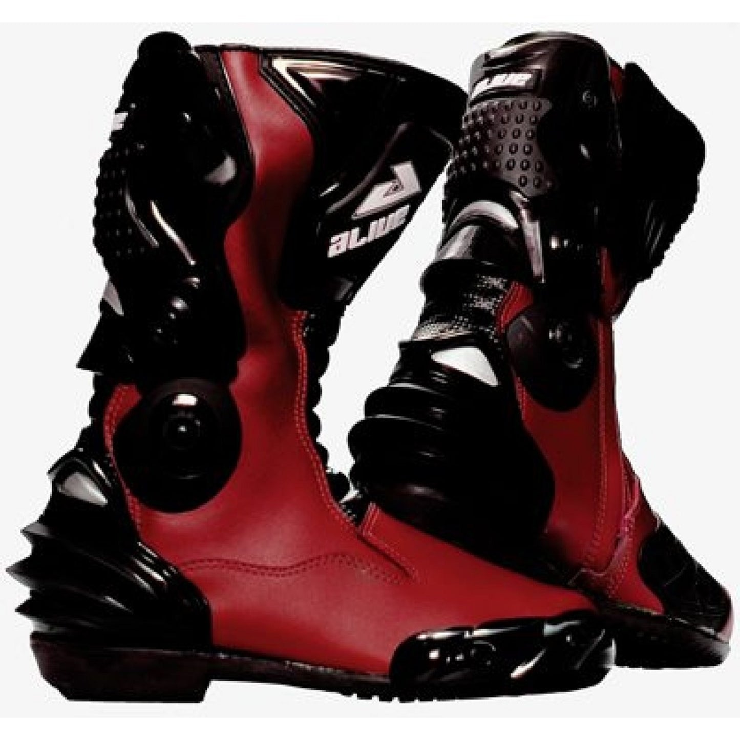 Alive MX Red & black Premium Racing Boots – Full-Grain Leather, Reinforced Protection, Anti-Vibration Sole, Replaceable Sliders, Zipper & Velcro Closure for Unisex