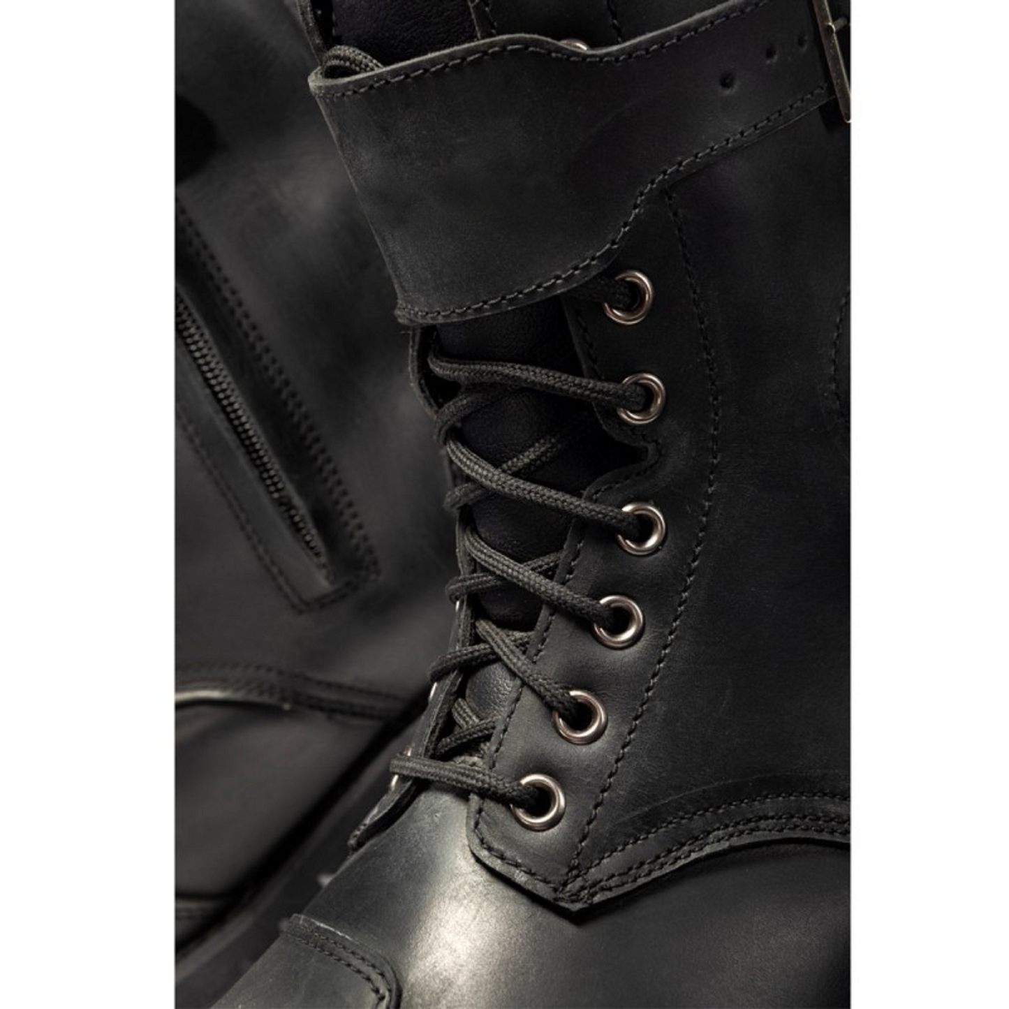 Vintage Black Leather Motorcycle Boots – CE Level 2, Waterproof, Breathable, Reinforced Sole & Ankles, Anti-Skid Grip for Unisex