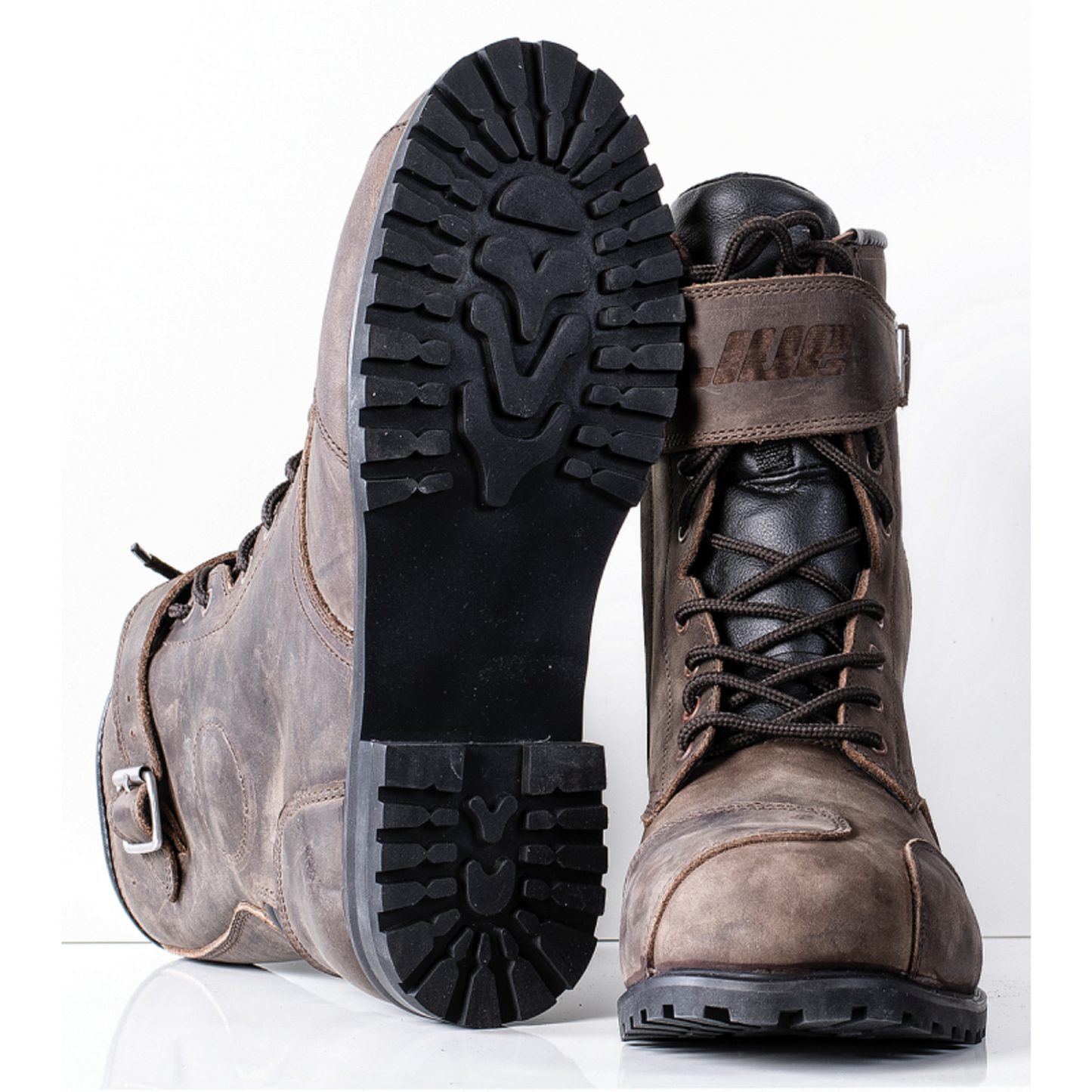 Vintage Brown Leather Motorcycle Boots — Waterproof Breathable Membrane, CE Level-2 Certified, Reinforced Ankle & Sole, Rubber Gear Shift Protection with adjustable YKK Zippers for Unisex