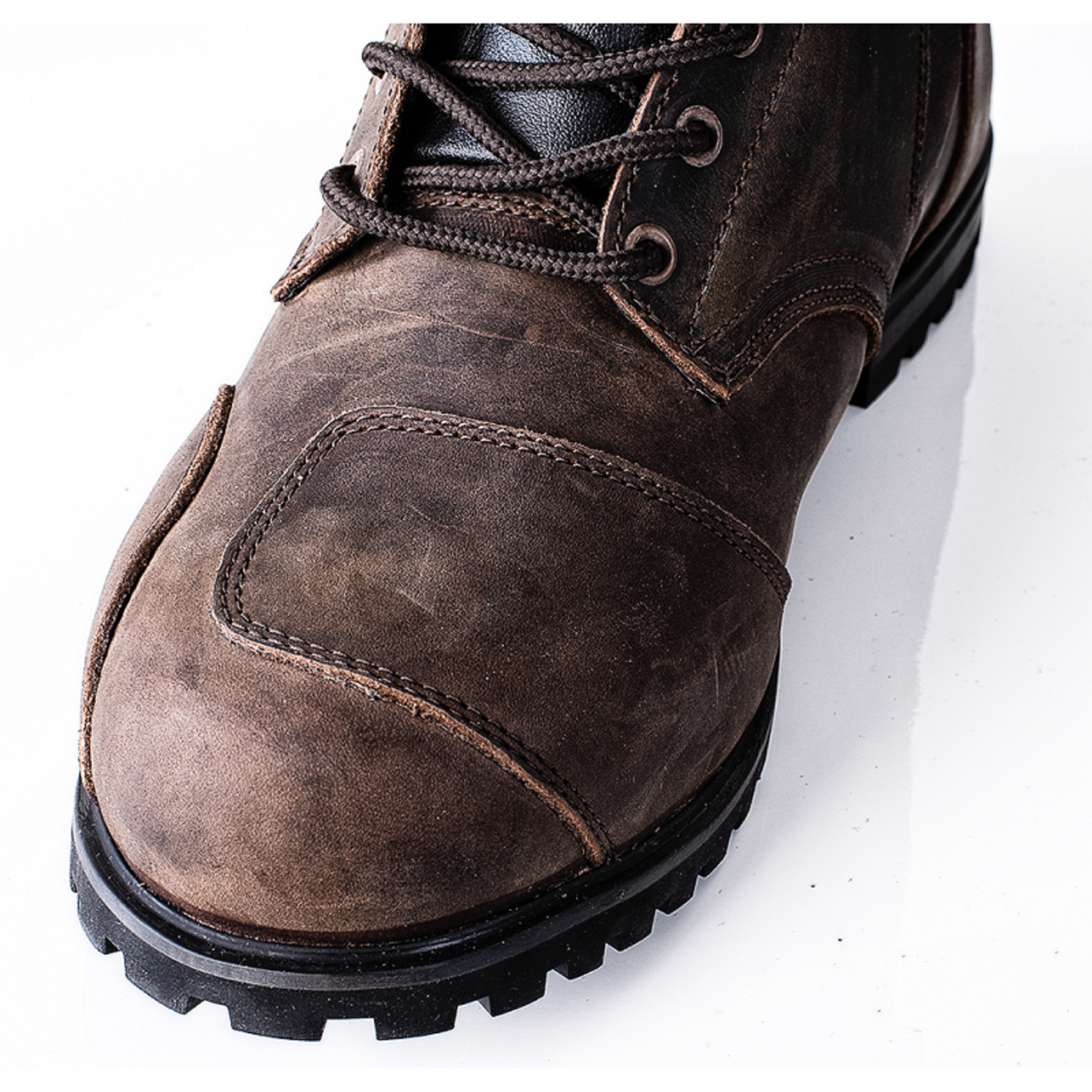 Vintage Brown Leather Motorcycle Boots — Waterproof Breathable Membrane, CE Level-2 Certified, Reinforced Ankle & Sole, Rubber Gear Shift Protection with adjustable YKK Zippers for Unisex