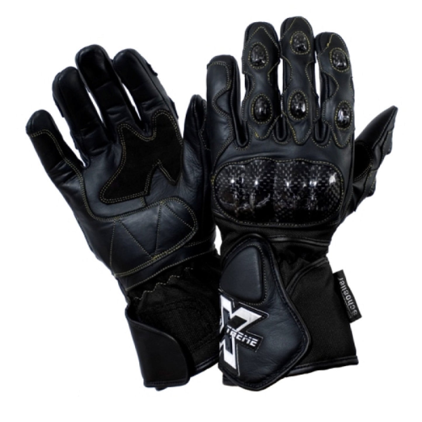 Racer Look Pro‑Style Black Motorcycle Gloves – Full Finger, Touchscreen, Reinforced Knuckles for Men's