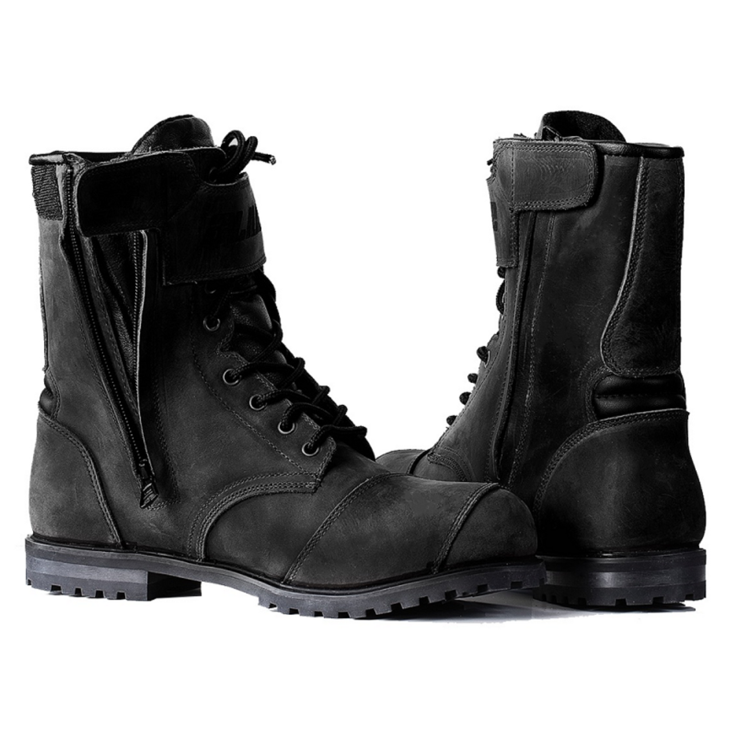 Premium Waterproof Genuine Leather Motorcycle Boots – CE Level 2 Certified with Reinforced Ankle Protection, Anti-Slip Rubber Sole, Adjustable Velcro Calf Straps with Vintage Finish for Unisex