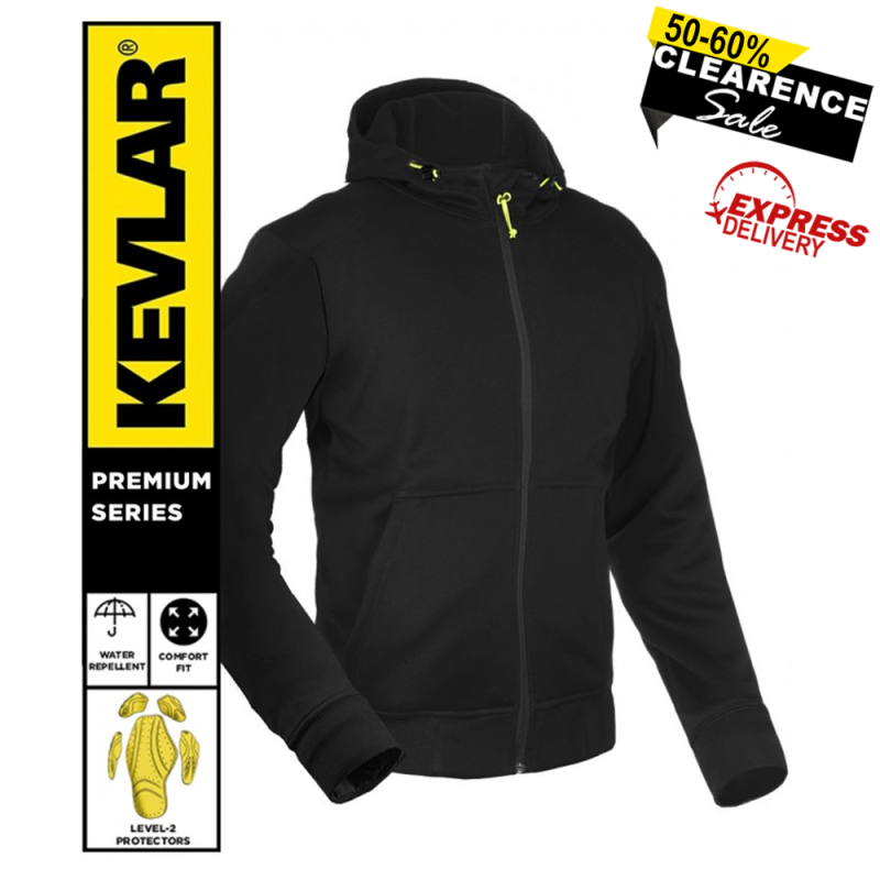 Barricade Urban Motorcycle Hoodie with DuPont™ Kevlar® – CE Certified EN 17092:2020 – Waterproof Armoured Hoodie for Men XXS–6XL