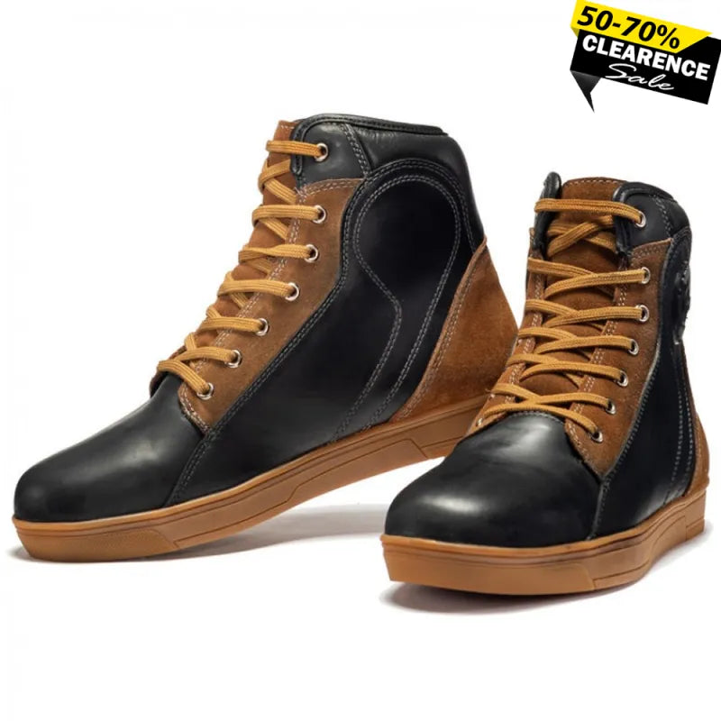 Black Streetwise Motorcycle Touring Boots – Alive Moto Sneaker Style, Waterproof, CE Certified, Anti-Shock, All-Weather Grip