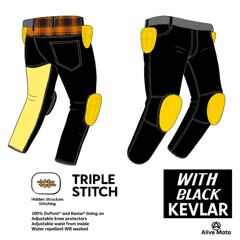 Men’s Cruiser Bomber Motorcycle Jeans | CE Class A | DuPont™ Kevlar® | Water-Repellent Stretch Denim