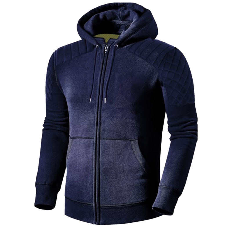 Motorcycle Premium Classic Navy Blue Hoodie – CE Certified, Kevlar® Lined, Water-Repellent Urban Riding Gear