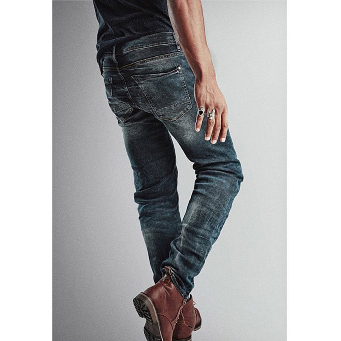 Men's Motorcycle Jeans – Cruiser motorcycle Denim "Dirty Blue"| CE 17092 Certified Protective Riding Denim with Kevlar & Armor Pockets