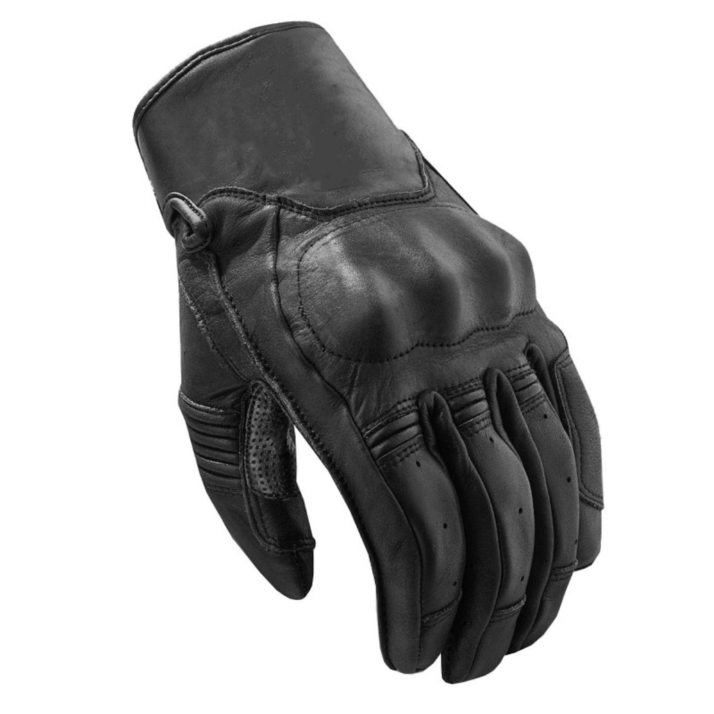 Rebel Vintage Black Summer Motorcycle Leather Gloves – Breathable , Gauntlet Style for Men's