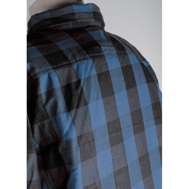 Motorcycle Premium Blue Flannel Shirt – CE Certified, Kevlar® Lined, Water-Repellent, Urban Vintage Style