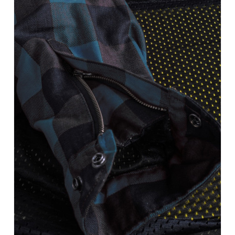 Motorcycle Premium Blue Flannel Shirt – CE Certified, Kevlar® Lined, Water-Repellent, Urban Vintage Style