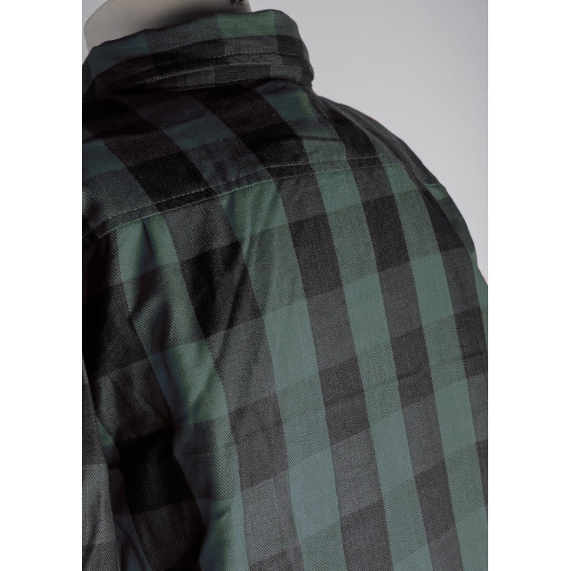 MC Premium Army Green/Black Flannel Motorcycle Shirt – Waterproof, CE Level 2 Protection, Kevlar® Lined, All-Weather Riding, Men’s Sizes XXS–6XL