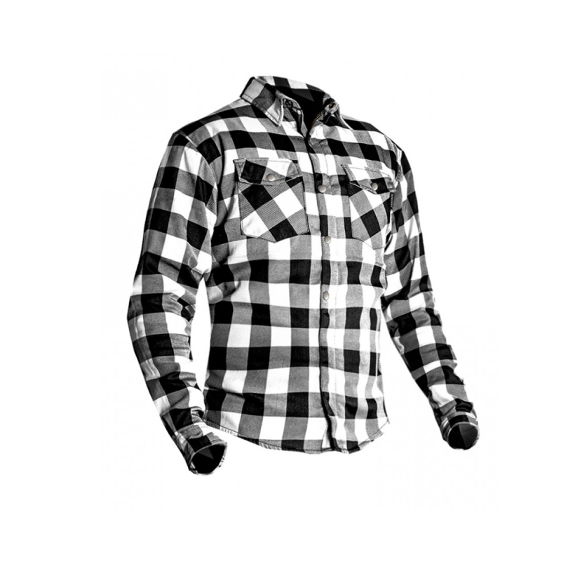 Kids White Kevlar Motorcycle Flannel Shirt – CE Level 2 Armor, Water-Repellent, DuPont™ Kevlar® Lining