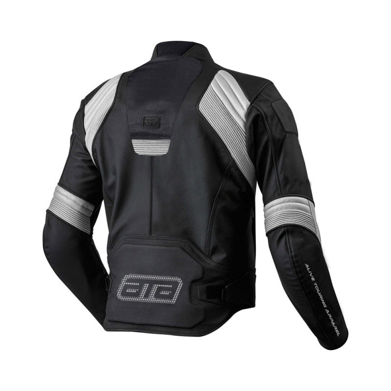 Black Leather Motorcycle Jacket – Armored & Reflective Design