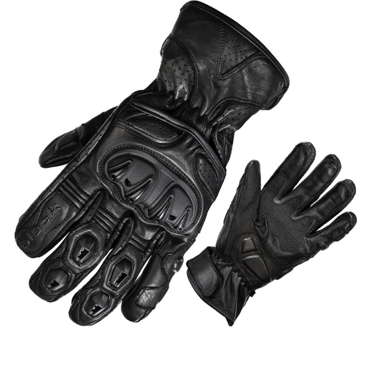 Black Track Short Motorcycle Gloves – Hard Knuckle Protection & Touchscreen Summer Fit for Men's