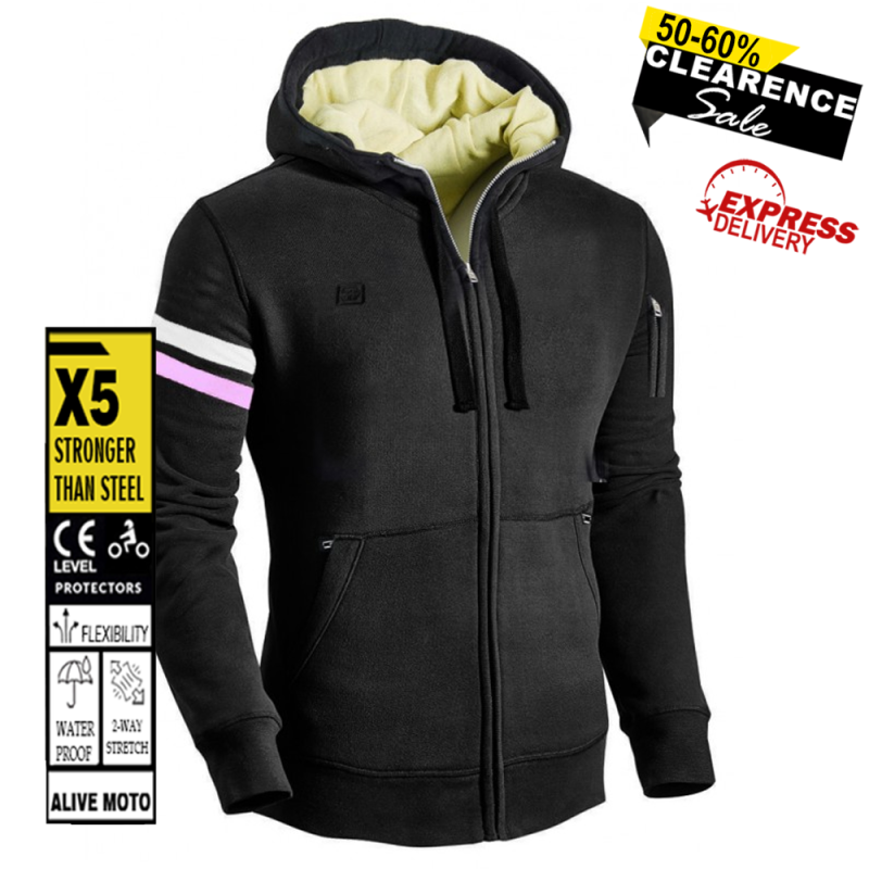 Lady Black Armour Motorcycle Hoodie | CE Level-2 Protection | DuPont™ Kevlar® | Water-Repellent | Women's Riding Gear
