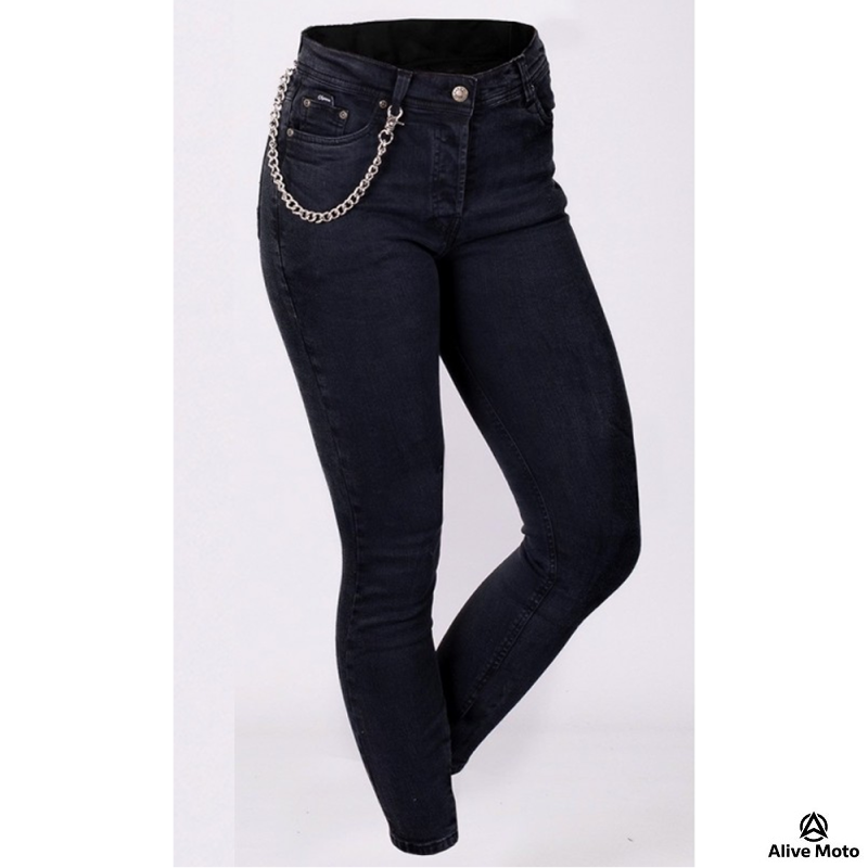 Lady Cruiser Dark Night Motorcycle Jeans – CE Level 2 Protection, Kevlar® Reinforced, Waterproof, Women’s Regular Fit, Sizes XXS–6XL