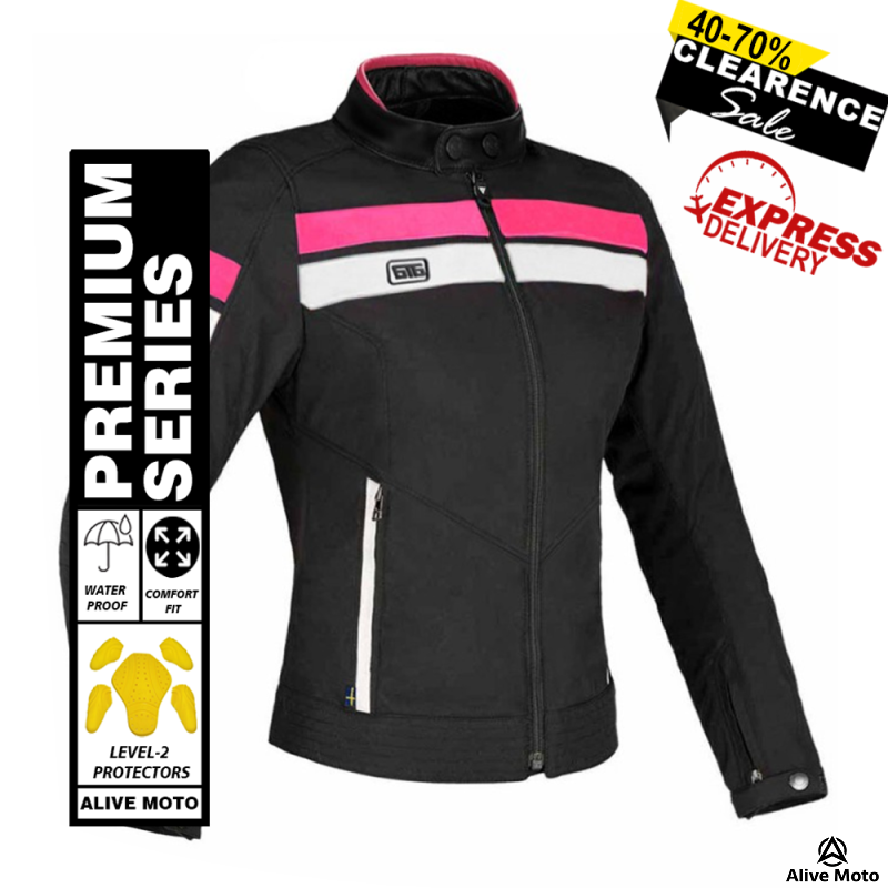 Lady Werona Pink Motorcycle Jacket – Women's CE Level 2 Armored Textile Jacket, All-Weather, Thermal Liner, Waterproof