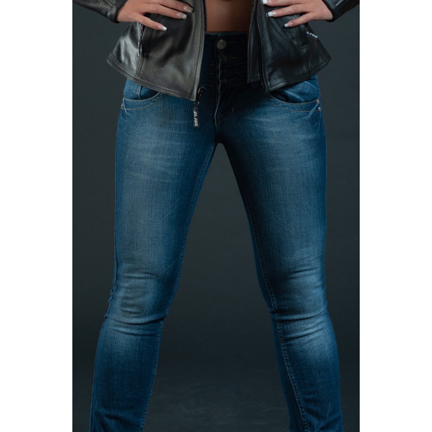 Women's Motorcycle Jeans – Lady Commander "Dirty Blue"| CE 17092 Certified Protective Riding Denim with Kevlar & Armor Pockets