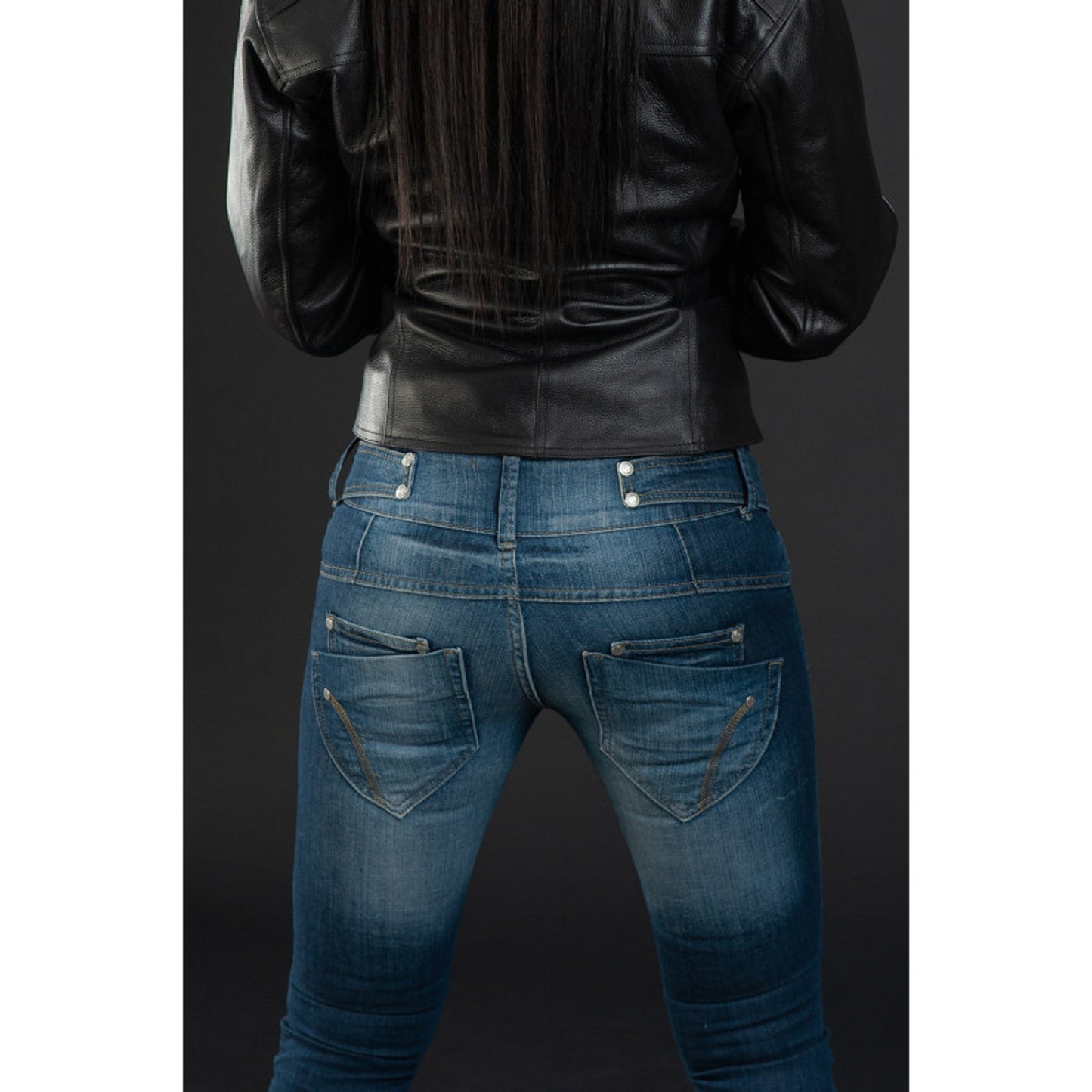 Women's Motorcycle Jeans – Lady Commander "Dirty Blue"| CE 17092 Certified Protective Riding Denim with Kevlar & Armor Pockets