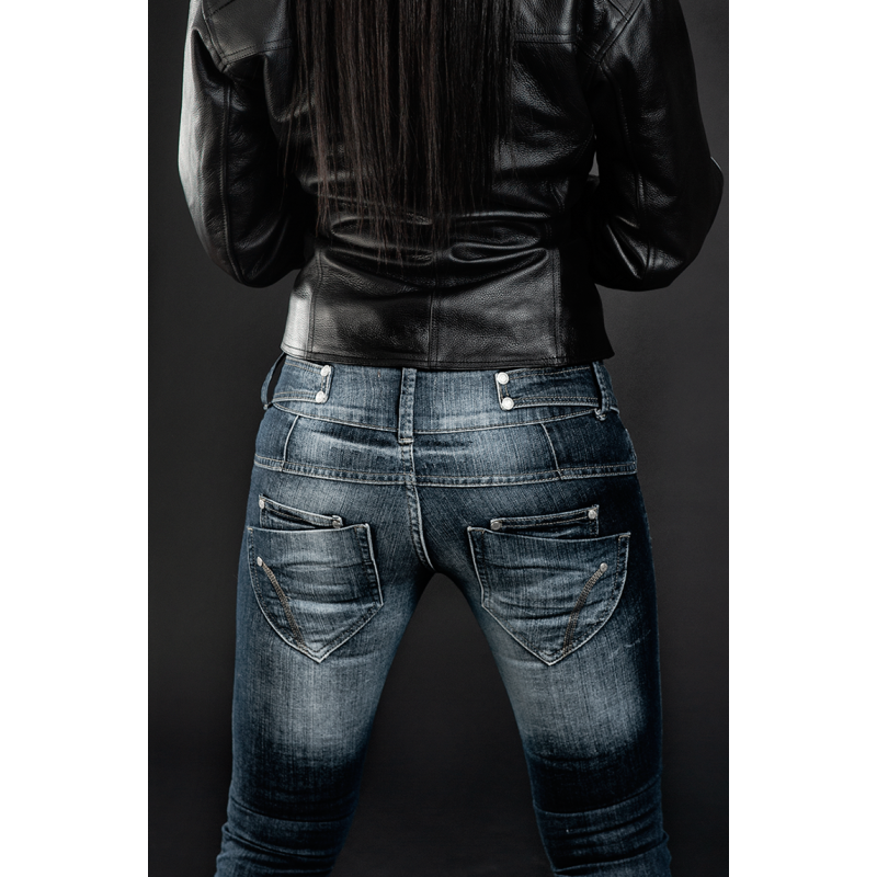 Lady Commander Dirty Blue Motorcycle Jeans – CE Level 2 Protection, Waterproof, Kevlar® Reinforced, Women’s Regular Fit, Sizes XXS–6XL