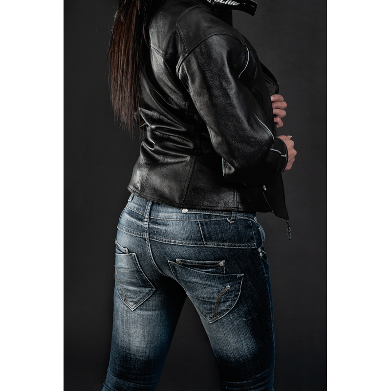 Lady Commander Dirty Blue Motorcycle Jeans – CE Level 2 Protection, Waterproof, Kevlar® Reinforced, Women’s Regular Fit, Sizes XXS–6XL