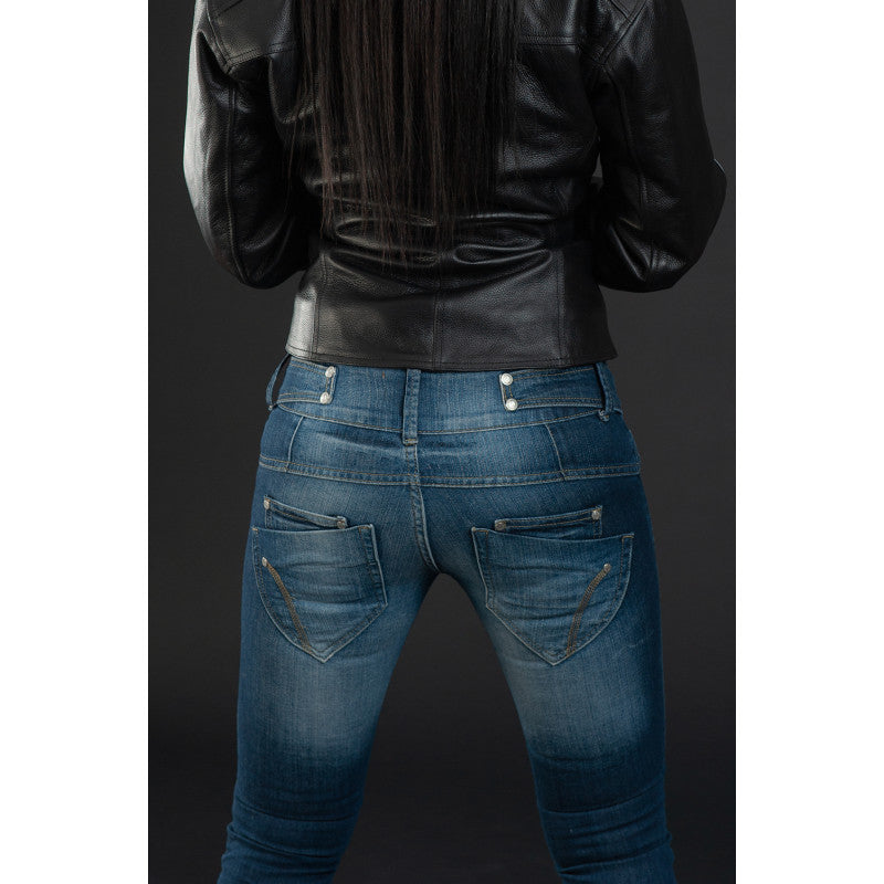 Lady Commander Original Blue Motorcycle Jeans – CE Level 2 Protection, Waterproof, DuPont™ Kevlar® Reinforced, Women’s Regular Fit, Sizes XXS–6XL