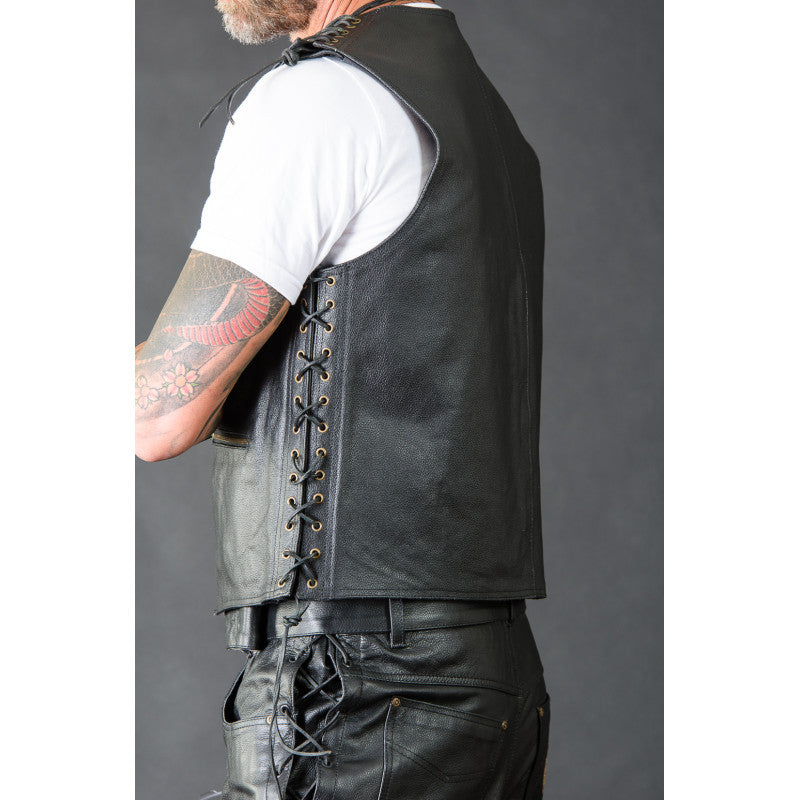 Biker extreme leather black vest Premium Cowhide, Patch Ready Back, Ideal for Biker Clubs & Riders