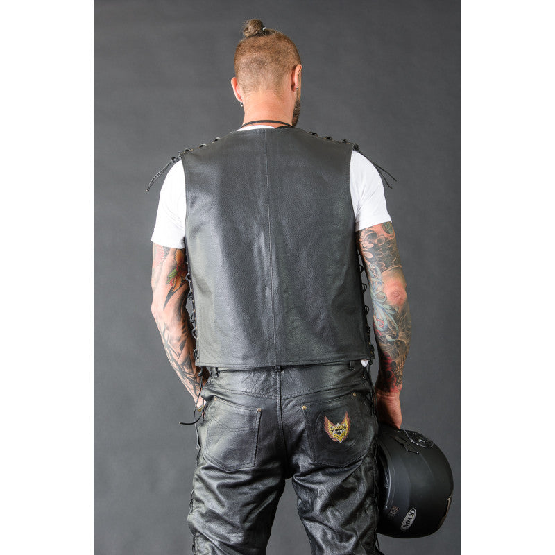 Biker extreme leather black vest Premium Cowhide, Patch Ready Back, Ideal for Biker Clubs & Riders