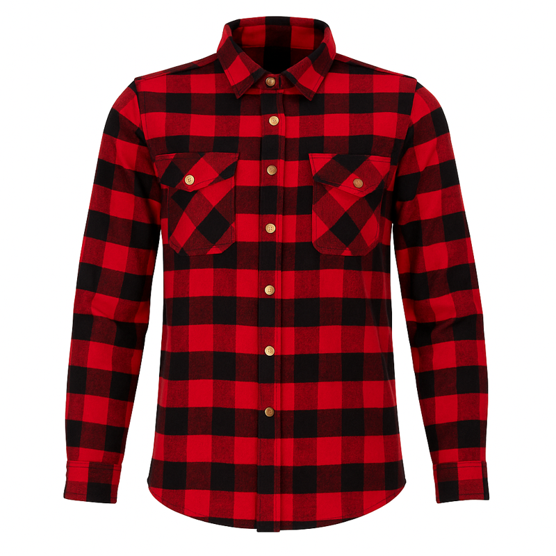 Women’s Red/Black Flannel Motorcycle Shirt with DuPont™ Kevlar® – CE Certified EN 17092-4:2020 – Armoured, Water-Repellent, All-Weather Riding Shirt (XXS–6XL)