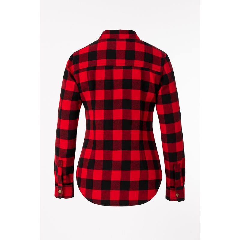 Women’s Red/Black Flannel Motorcycle Shirt with DuPont™ Kevlar® – CE Certified EN 17092-4:2020 – Armoured, Water-Repellent, All-Weather Riding Shirt (XXS–6XL)
