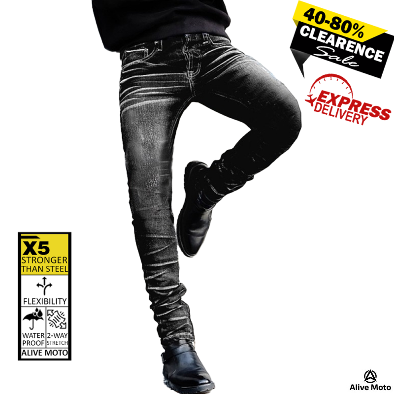 Motorcycle Rider Classic Darknight Jeans – CE Level 2 Protection, Kevlar® Reinforced, Waterproof, Men’s Regular Fit, Sizes XXS–6XL