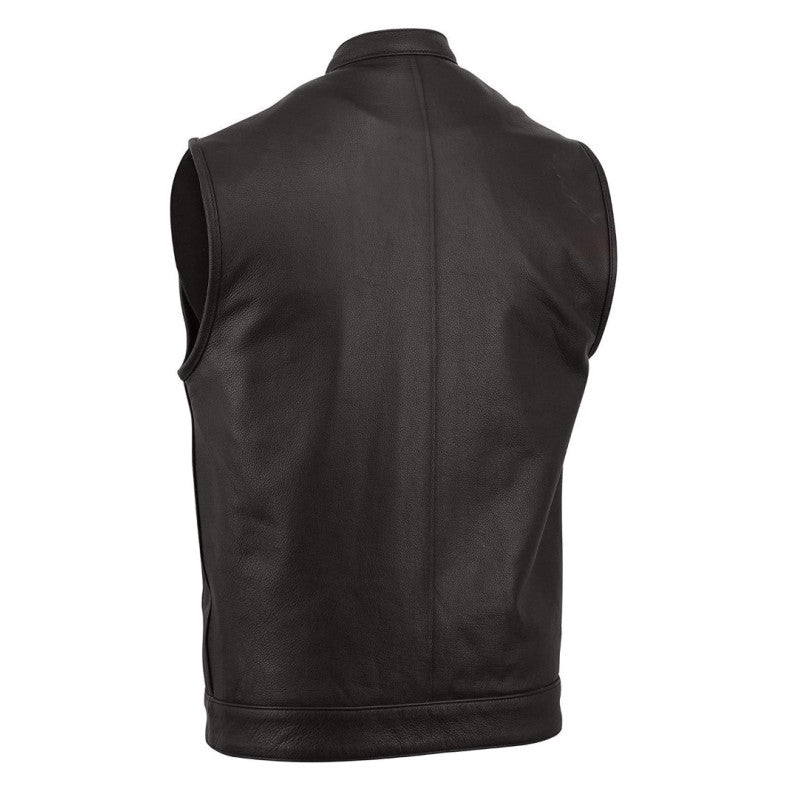 Premium classics full-bodied dual zip/chain vest leather vest Premium Cowhide, Patch Ready Back, Ideal for Biker Clubs & Riders