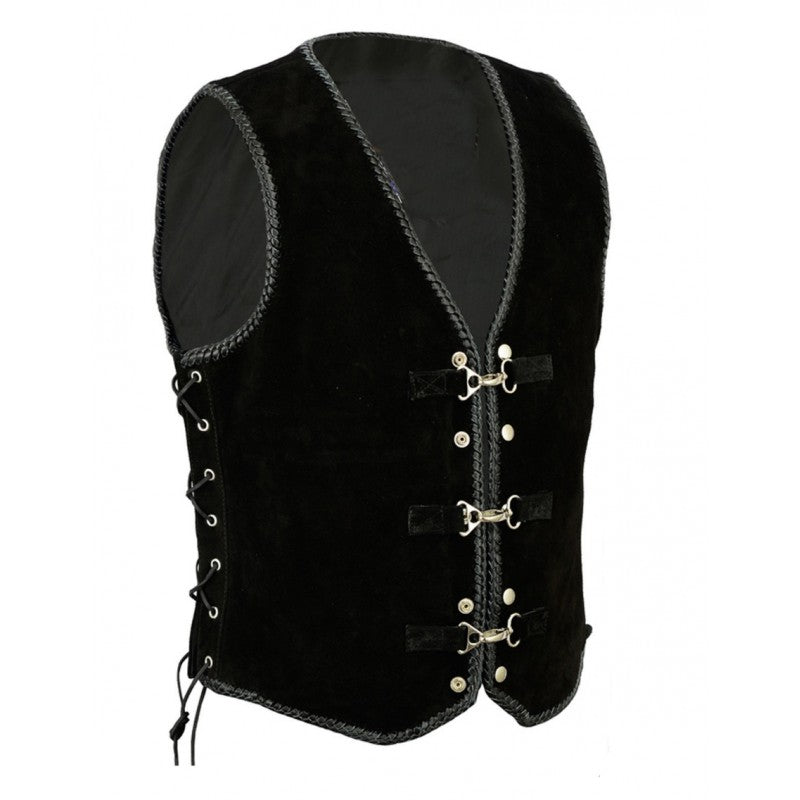 Premium nubuck black leather vest Premium Cowhide, Patch Ready Back, Ideal for Biker Clubs & Riders