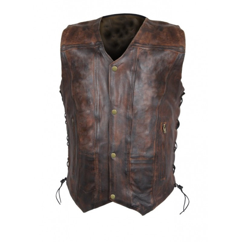 Premium vintage Torino biker leather vest Premium Cowhide, Patch Ready Back, Ideal for Biker Clubs & Riders
