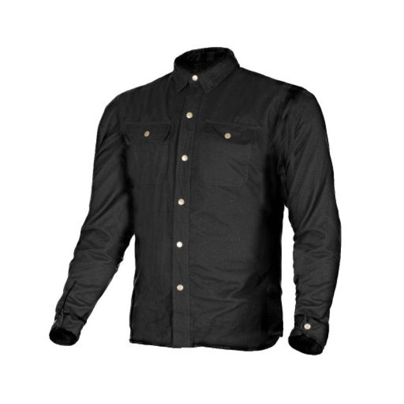 Motorcycle Premium Black Flannel Shirt – CE Certified, Kevlar® Lined, Water-Repellent, Urban Rider Gear